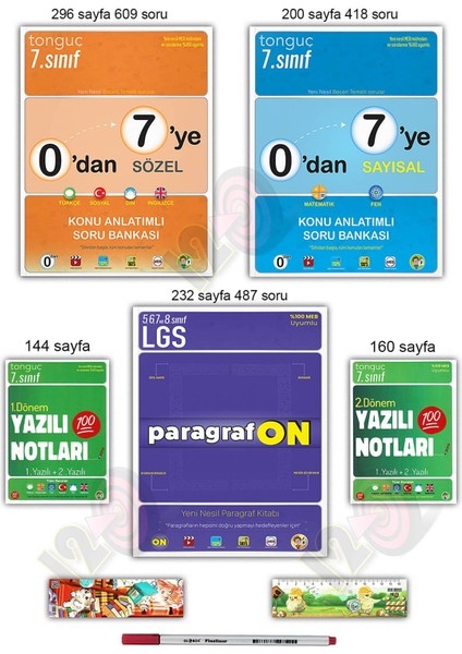 Tonguç Akademi 7. Sınıf 0'dan 7'ye Konu Anlatımlı Sayısal Sözel Soru Bankası Paragrafon 1. 2. Dönem Yazılı Notları