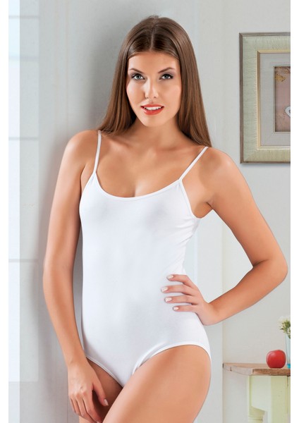 3 Lü Paket Kadın Likra Ip Askılı Agraflı Ekru Body EDY3001-3002E