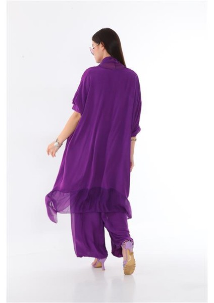 Italyan Ipek Detaylı Oversize Kap BluzWes Pantolon Takım indirimleri