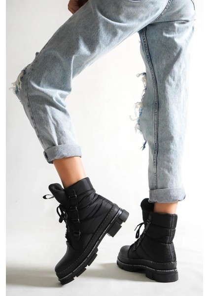 Kadın Fasion Siyah Paraşüt Kumaş Kar Botu modelleri