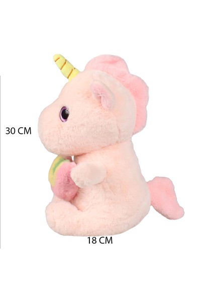 Unicorn Peluş Kucak Yastığı, Dekoratif Yastık, Hediyelik Peluş Oyuncak 30 cm Pembe