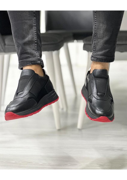 0026 Siyah Süet Garnili Erkek Sneaker Ayakkabı