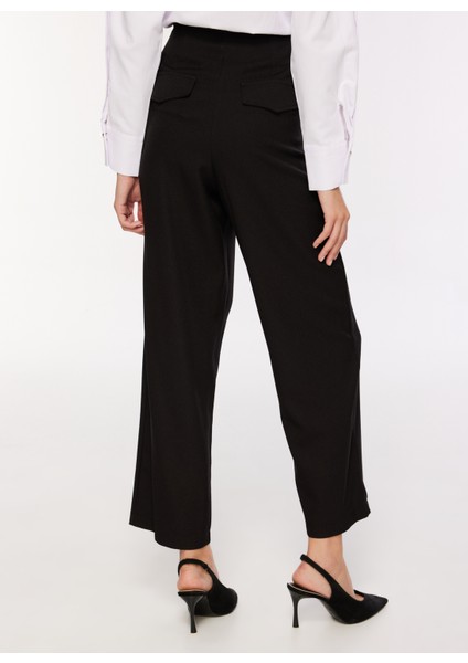 Yüksek Bel Bol Kesim Siyah Kadın Pantolon FC3WL-PNT29 indirimleri