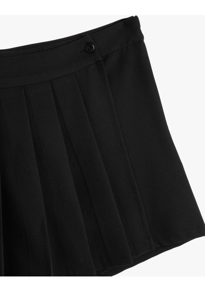 Pileli Şort Etek Mini Normal Bel Düğme Detaylı modelleri