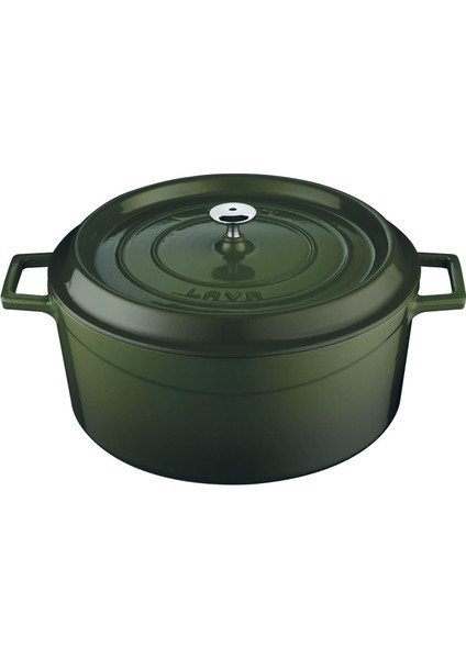 Döküm Yuvarlak Tencere, Y, 28 Cm, 6.71 L Hacim, Yeşil