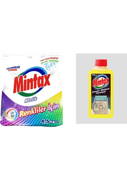 Matik Renkliler Için 4.5 kg + Mintax Çamaşır Makinesi Temizleyici 250 ml