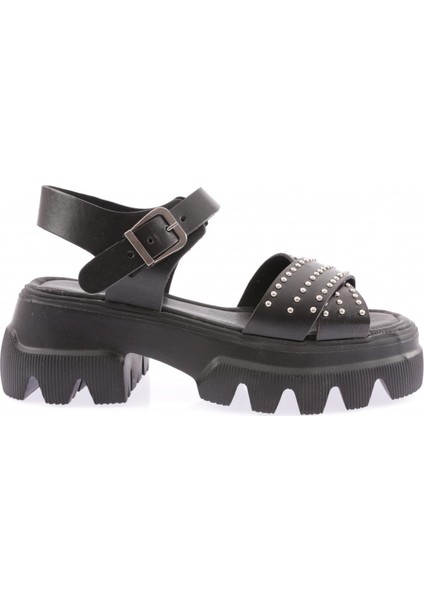 142 Kadin Kalin Taban Çapraz Bantli Taşli Sandalet