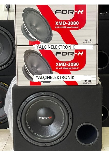 1200W 300RMS Kabinli Bass 2tk 4ADET 20 cm Midrange Hazır Set