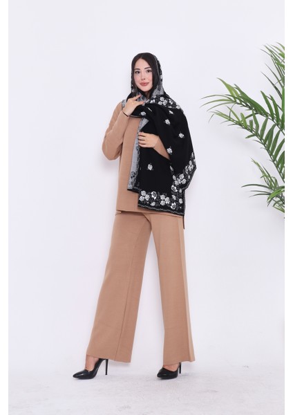 Güllü Model-Kadın,genç,anne,triko Omuz Şalı- Siyah- Kemik
