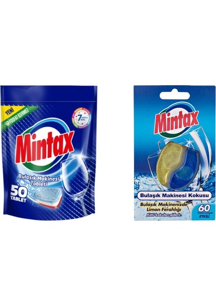 Bulaşık Tableti 50'li + Mintax Bulaşık Makinesi Kokusu