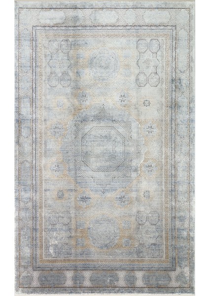 Mahal Mhl 04 Antrasıt Gold Modern Desenli Yumuşak Dokulu Yüksek Kalite Sık Dokuma 120 Tarak Ipek Halı