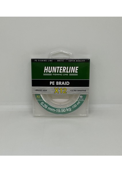 Hunterline Pe Braid X12 Beyaz Örgü 0,28MM Ip Misina - 150 mt