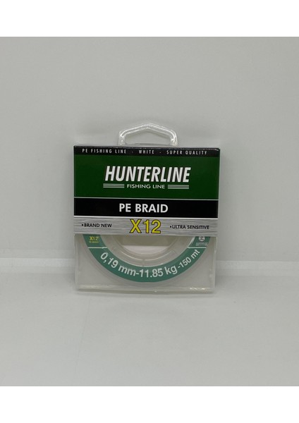 Hunterline Pe Braid X12 Beyaz Örgü 0,19MM Ip Misina - 150 mt