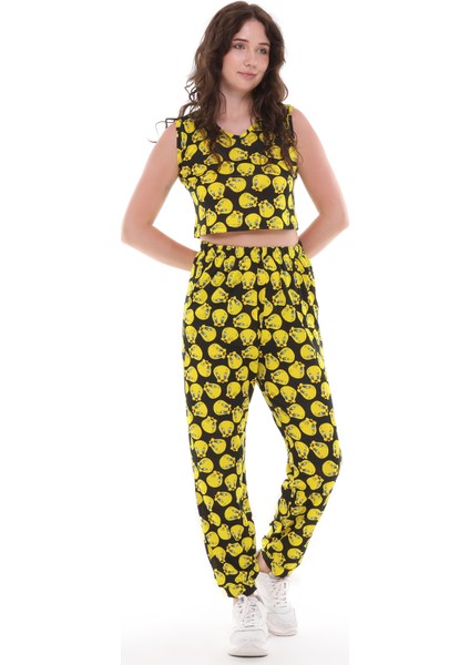 Tweety Çizgi Film Karakterli Crop Pantolon Ikili Takım