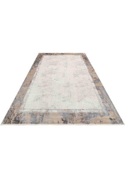 Mahal Mhl 03 Cream Antrasıt Modern Desenli Yumuşak Dokulu Yüksek Kalite Sık Dokuma 120 Tarak Ipek Halı modelleri