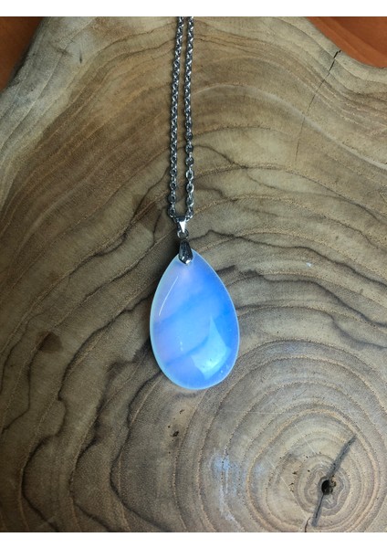 Opal Doğal Taş Damla Kesim Kolye