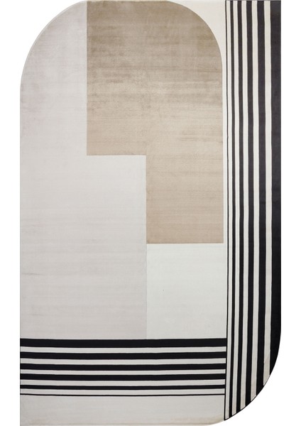 Merano Mrn 05 Cream Gold Modern ve Geometrik Desenli Yumuşak Dokulu Yüksek Kaliteli Özel Tasarım Halı