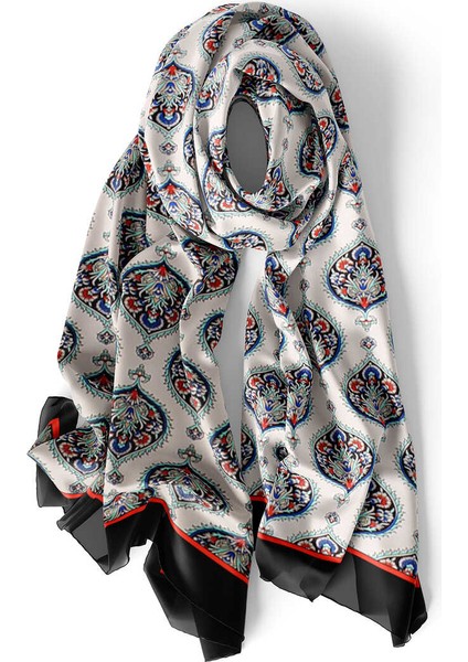 Siyah Hatai Desen Ipek Fular modelleri