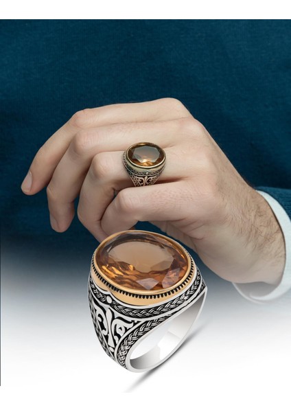 Oval Zultanit Taşlı 925 Gümüş Erkek Yüzük modelleri