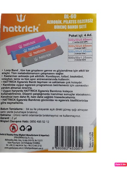 Dl-60 4'lü Aerobik Direnç Bandı Kalça ve Bacak Güçlendirici Direnç Pilates Lastiği Seti
