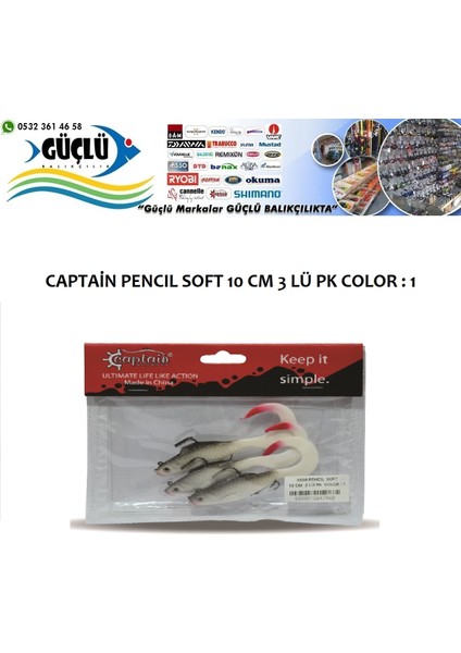 Levrek Turna Silikonu Captaın Pencıl Soft 10 cm 3 Lü Pk Renk : 1