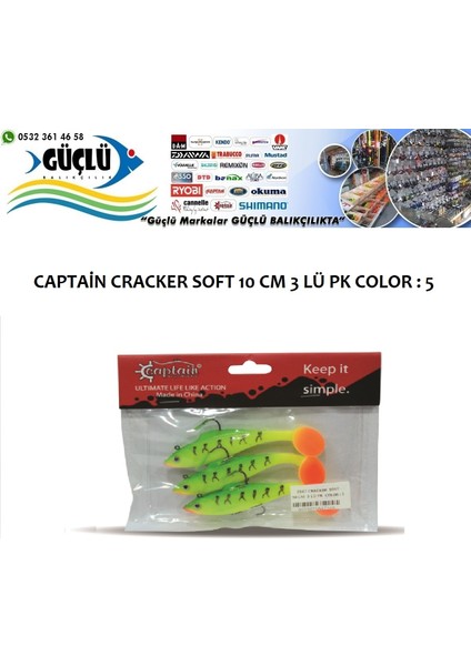 Levrek Turna Silikonu Captaın Cracker Soft 10 cm 3 Lü Pk Renk : 5