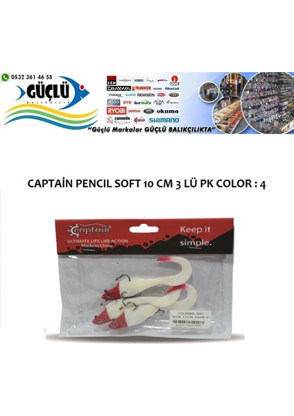 Levrek Turna Silikonu Captaın Pencıl Soft 10 cm 3 Lü Pk Renk : 4