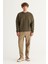 Erkek Haki Oversize Fit Bol Kesim Pamuklu Içi Polarlı 3 Iplik Bisiklet Yaka Sweatshirt 3
