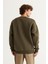 Erkek Haki Oversize Fit Bol Kesim Pamuklu Içi Polarlı 3 Iplik Bisiklet Yaka Sweatshirt 4