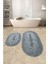 Doğal Pamuklu Spagetti Oval Gri 2'li Banyo Paspası Seti Banyo Halısı Yıkanabilir Klozet Takımı 1