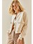 Krem Çıtçıt Düğmeli Crop Bomber Ceket 3YXK4-47551-22 3