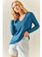 Petrol Mavisi V Yaka Dökümlü Bluz 3YXK2-47542-42 3