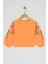 Kız Çocuk Somon Renkli Kolları Çiçek Baskılı Sweatshirt 1