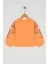 Kız Çocuk Somon Renkli Kolları Çiçek Baskılı Sweatshirt 2