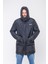 K235 Erkek Siyah Kapşonlu Parka 1