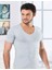 3 Lü Paket Erkek Derin Bisiklet Yaka Kısa Kollu Lycralı Gri Melanj T-Shirt EDY714-715G 3