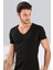 Siyah 3 Lü Paket Erkek Derin V Yaka Kısa Kollu Lycralı Siyah T-Shirt EDY712-713S 1