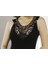 Kadın Siyah Lcyra Süprem Penye Dantelli Yaka Dekolteli Atlet T-Shirt EDY2478-2479 2