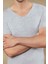 Gri Melanj 3lü Paket Erkek Derin V Yaka Kısa Kollu Lycralı Gri Melanj T-Shirt EDY712-713 3