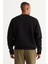 Erkek Siyah Oversize Fit Bol Kesim Pamuklu Içi Polarlı 3 Iplik Bisiklet Yaka Sweatshirt 5