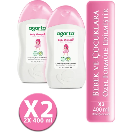 Agarta 2 X Adet Doğal Kız Bebek Şampuanı 400 ml