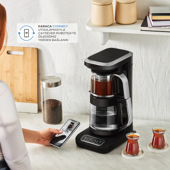 Karaca Çaysever Wifi 4 Ürün 1 Arada Konuşan Otomatik Cam Çay Makinesi Su Isıtıcı ve Filtre Kahve Demleme Makinesi 2500W