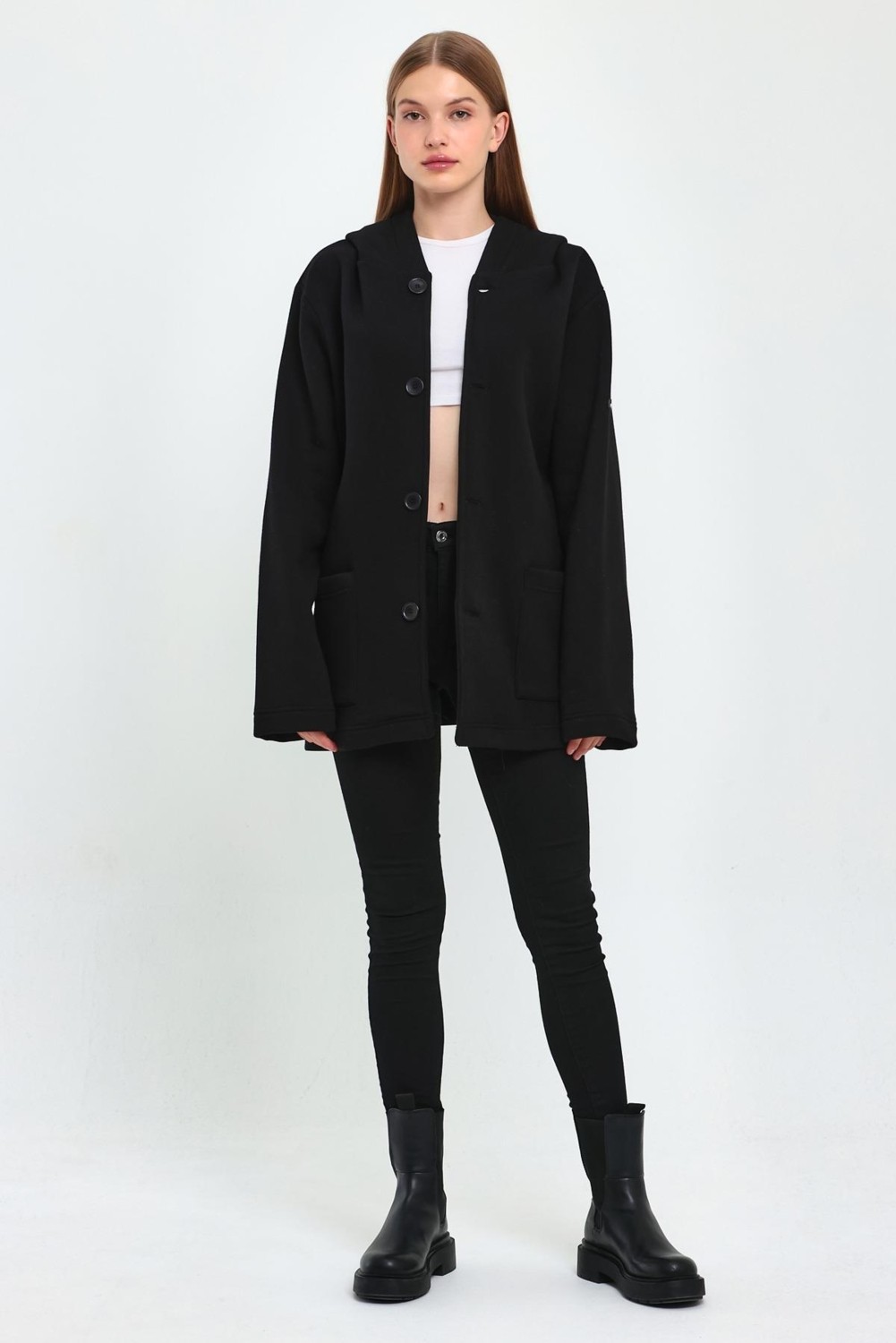 Alexander Gardi Kapüşonlu Oversize Hırka (E22-60700) görsel 3