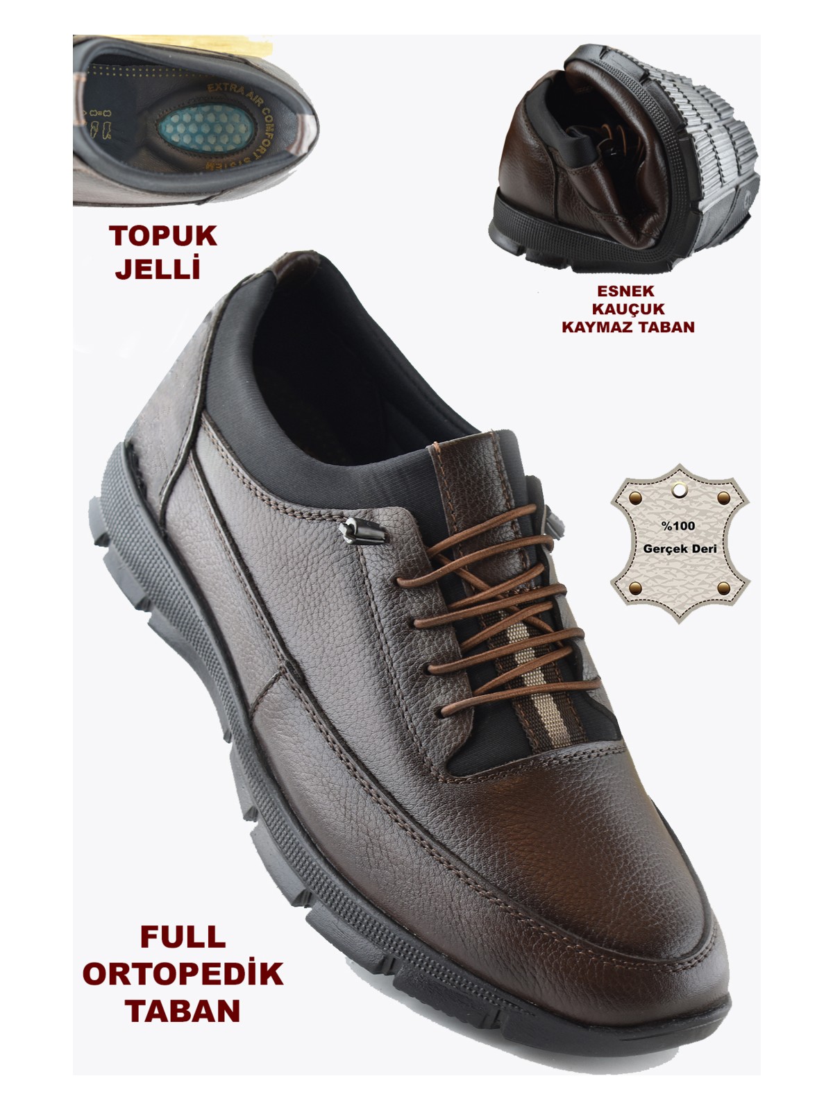 Ispartalılar TAB325a Tam Ortopedik Topuk Masajlı Taban Erkek Ayakkabı Hakiki Deri Mevsimlik Ayakkabı