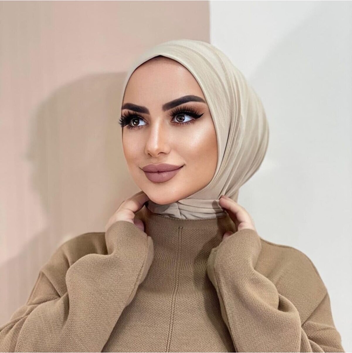Erasra Class Çıt Çıtlı Hasema Üstü Uyumlu Hijab Bone Siyah