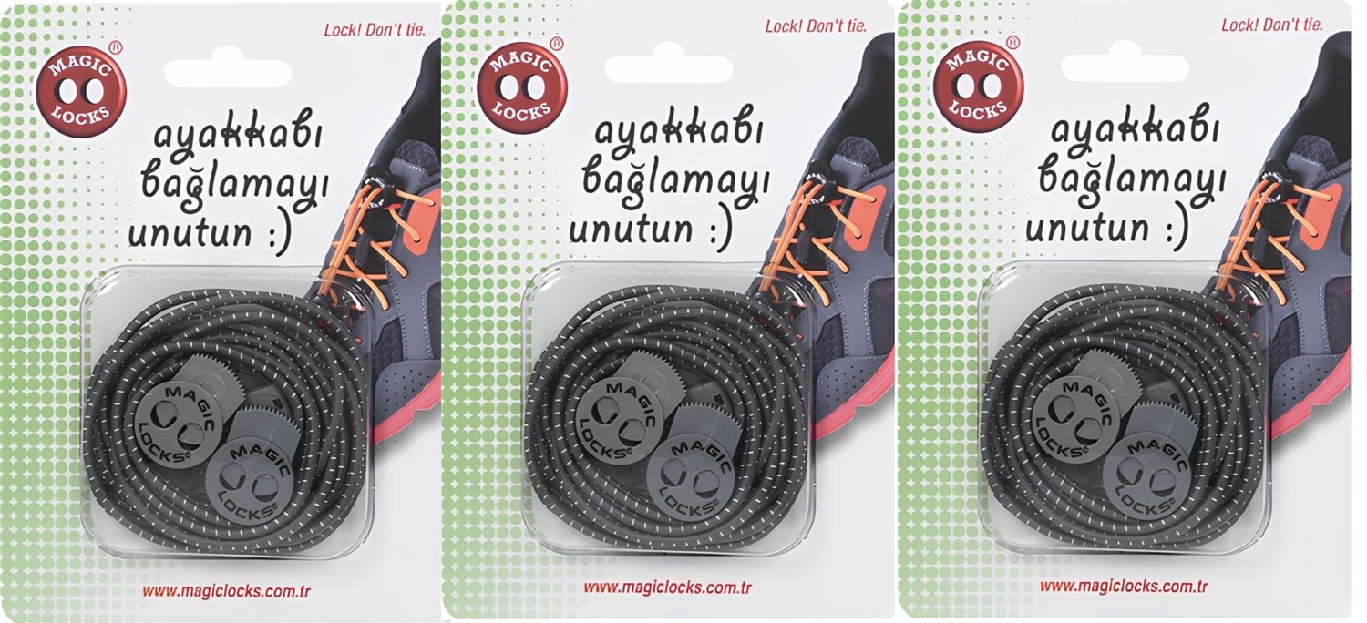 Magic Locks Akıllı Ayakkabı Bağcığı Yuvarlak 3'lü görsel 2