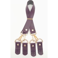 Angel Çanta Aksesuar Suni Deri 55 cm Misu Model Çift Sap Mor Renk Light Gold Metal