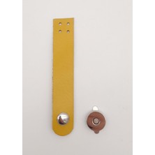 Angel Çanta Aksesuar 11X2 cm Limon Küfü Renk Gerçek Deri Düz Çanta Kapağı Gümüş Metalli