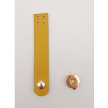 Angel Çanta Aksesuar 11X2 cm Limon Küfü Renk Gerçek Deri Düz Çanta Kapağı Light Gold Metalli