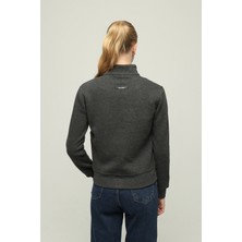Owut Collection Kadın Cep Detaylı Fermuarlı Çelik Interlok Kumaş Çeket